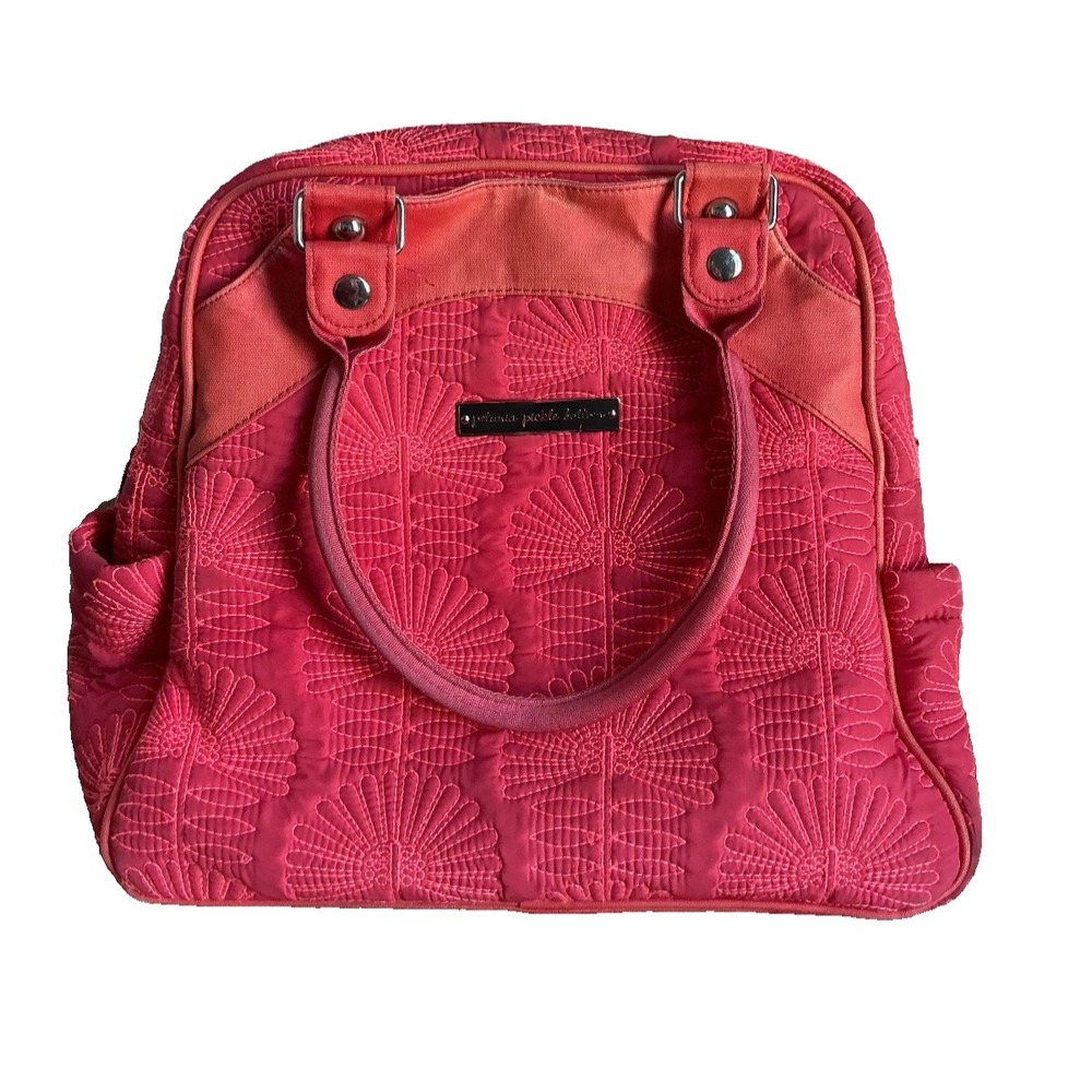RARE Petunia Pickle Bottom Embossed Sashay Satchel Fuchsia Baby Bag pink Red